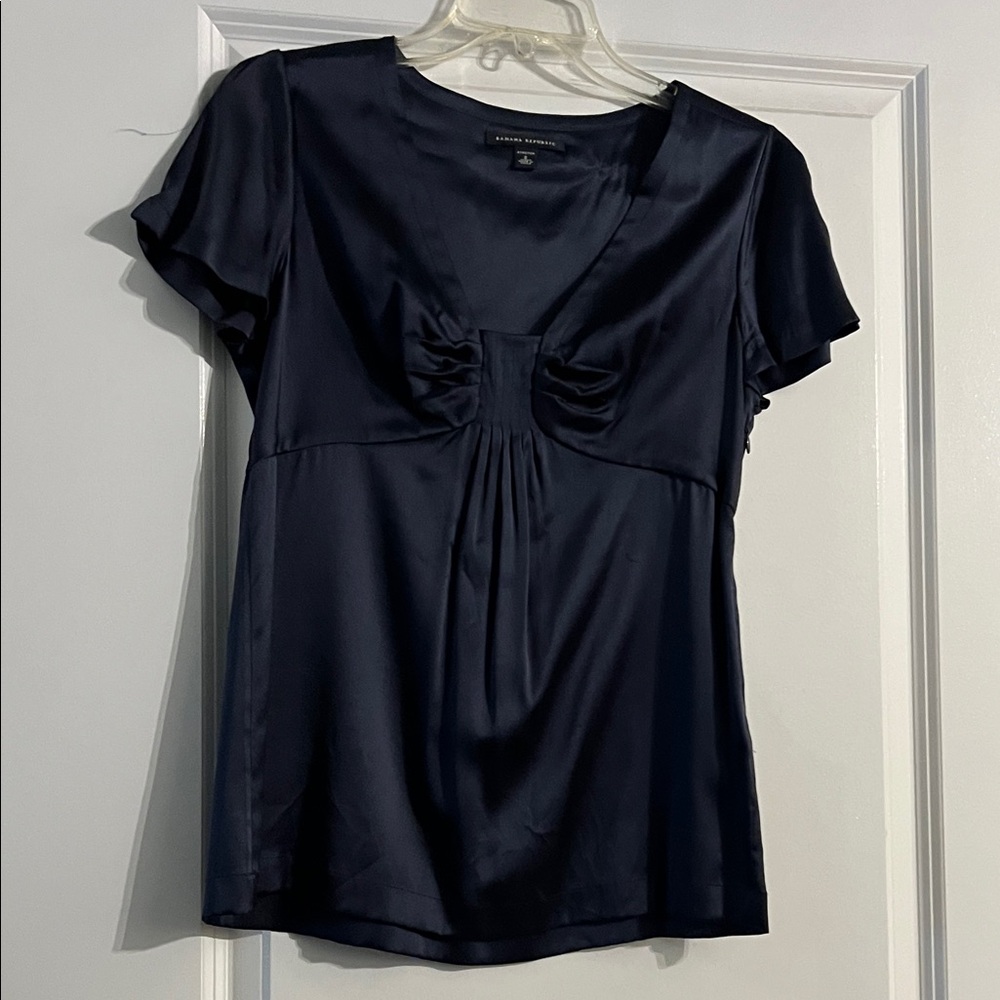 Banana Republic Navy Satin Blouse